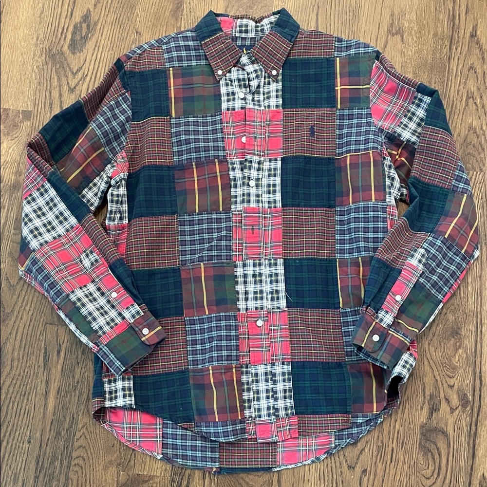 Vintage Polo Ralph Lauren Men's Patchwork Plaid Shirt - Red, Blue, Green
